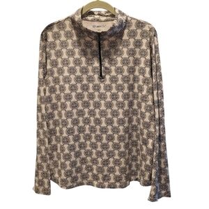IBKUL Black & White Quarter Zip Lightweight Long Sleeve Shirt Size XL